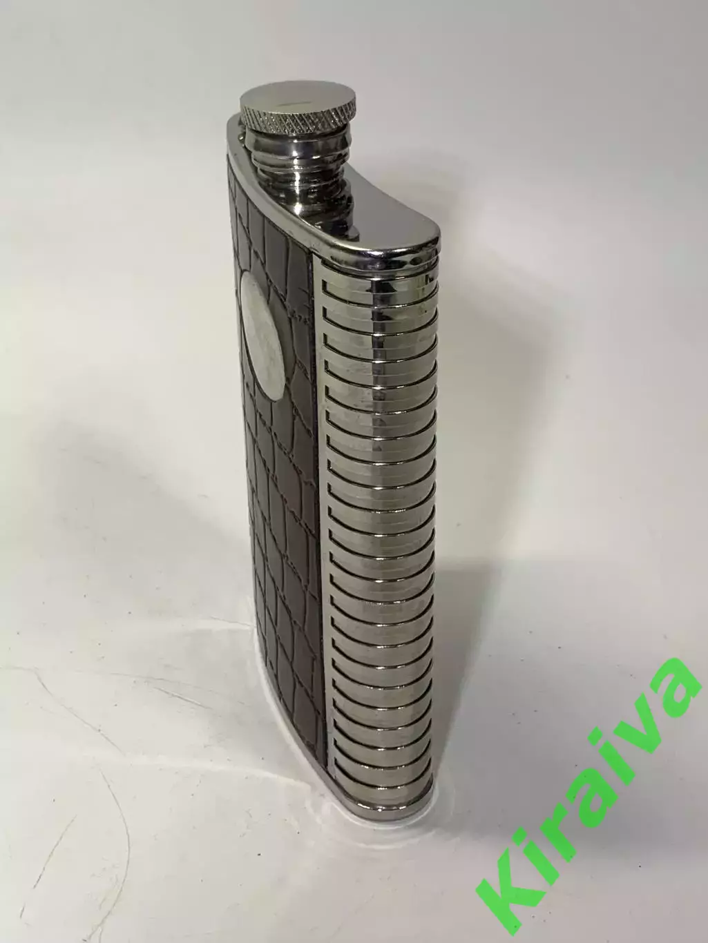 Фляга для жидкостей, из нержавейки в кожаной отделке, пищевая (250мл, 8oz) Н2259 1