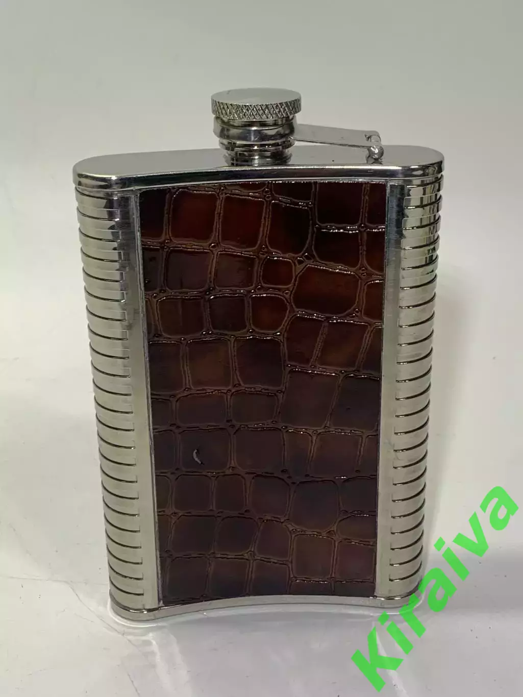 Фляга для жидкостей, из нержавейки в кожаной отделке, пищевая (250мл, 8oz) Н2259 2