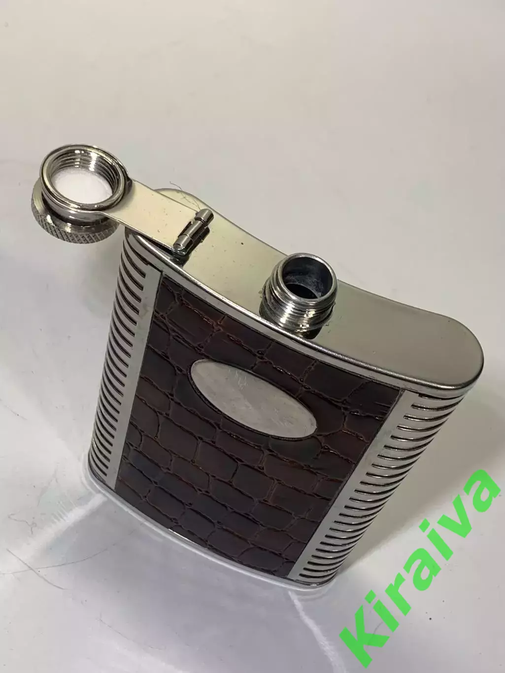 Фляга для жидкостей, из нержавейки в кожаной отделке, пищевая (250мл, 8oz) Н2259 4