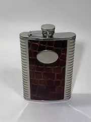 Фляга для жидкостей, из нержавейки в кожаной отделке, пищевая (250мл, 8oz) Н2259