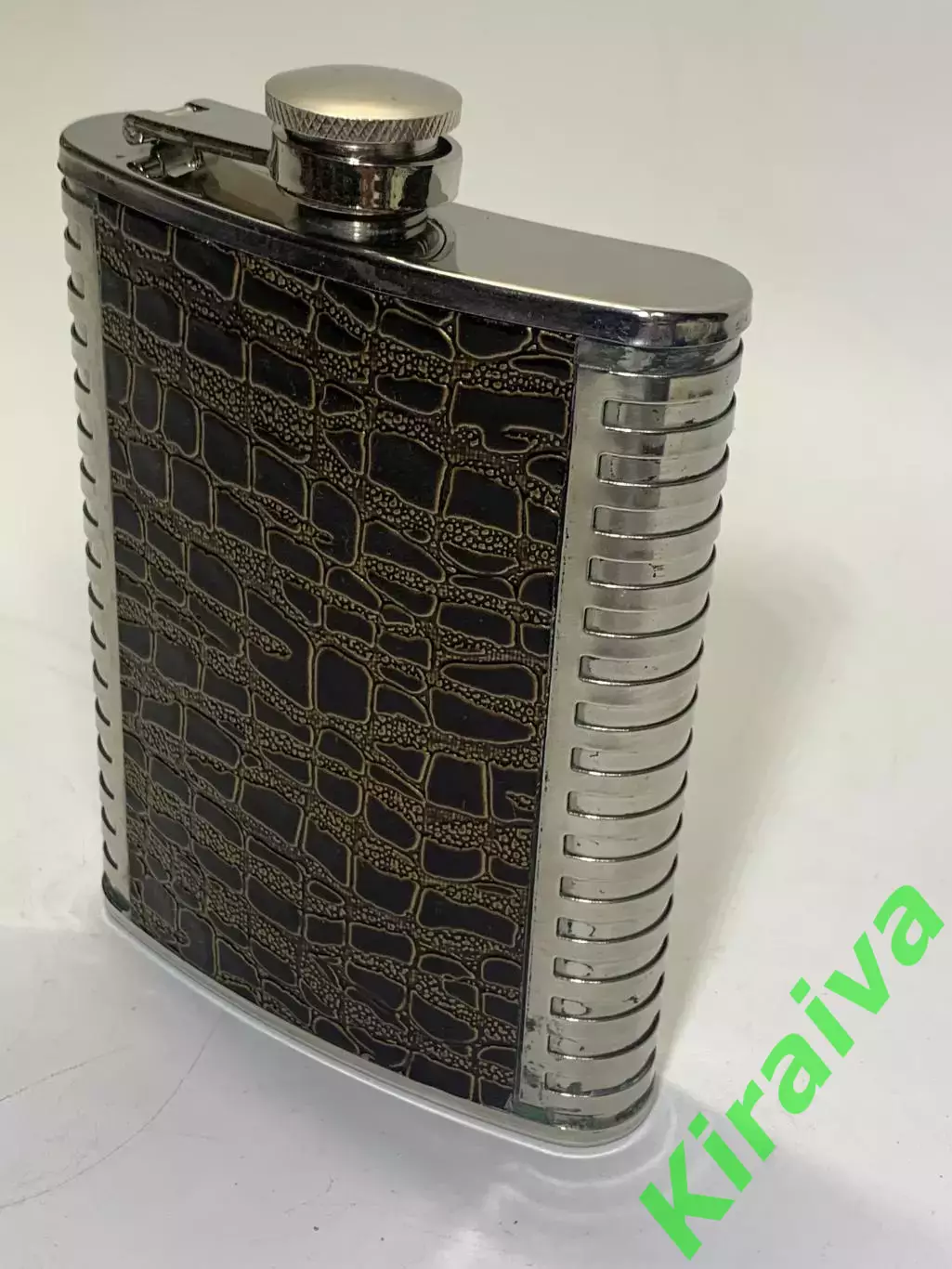 Фляга для жидкостей, из нержавейки в кожаной отделке, пищевая (200мл, 8oz) Н2260 1