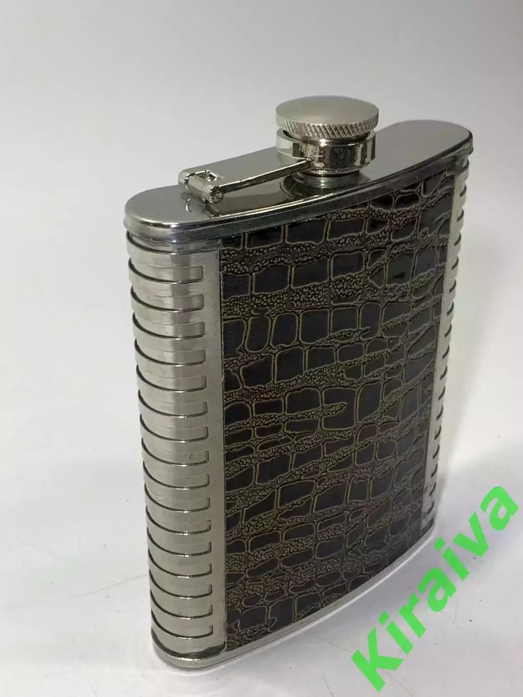 Фляга для жидкостей, из нержавейки в кожаной отделке, пищевая (200мл, 8oz) Н2260 2