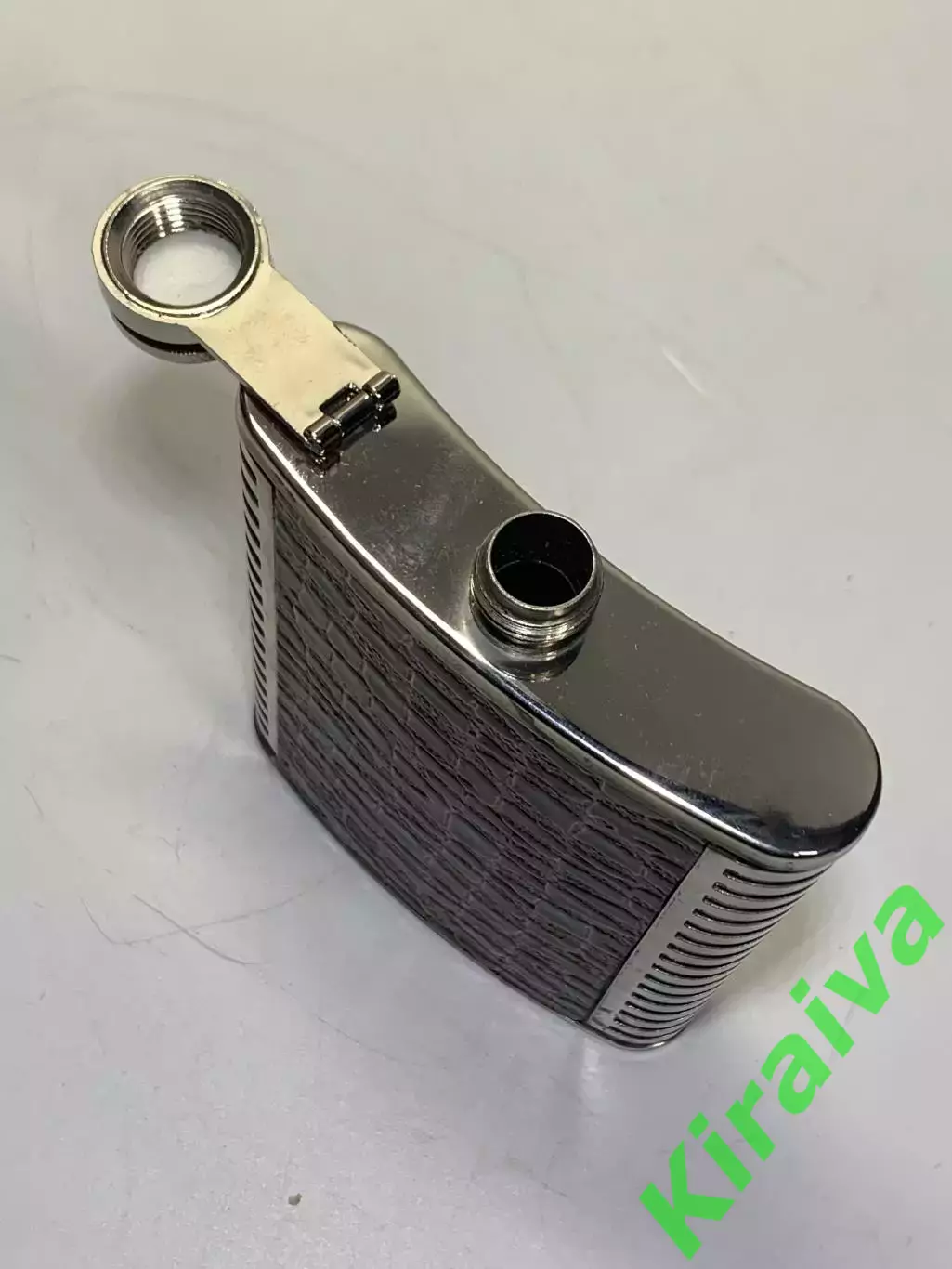 Фляга для жидкостей, из нержавейки в кожаной отделке, пищевая (200мл, 8oz) Н2260 5