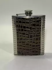 Фляга для жидкостей, из нержавейки в кожаной отделке, пищевая (200мл, 8oz) Н2260