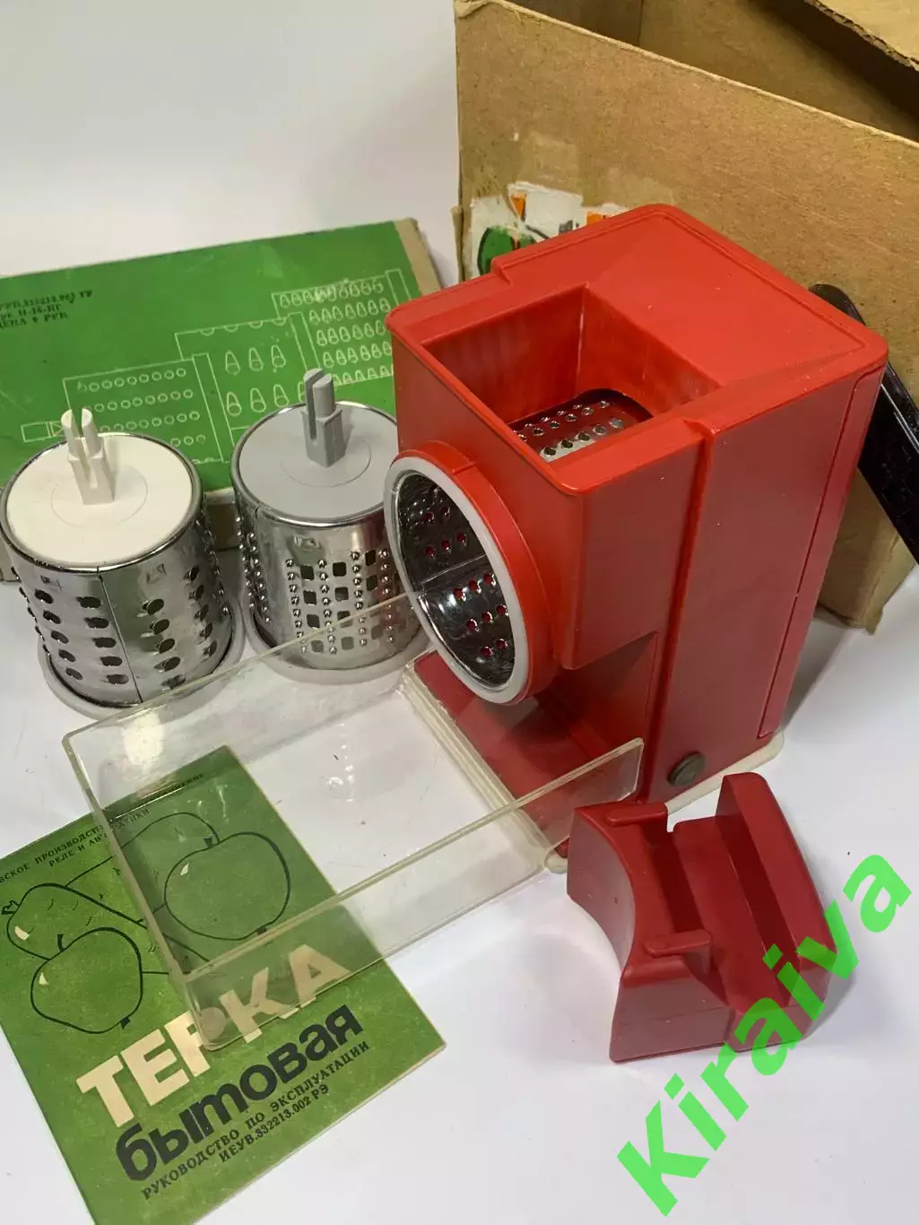 Винтажная тёрка бытовая ручная, 3 насадки, СССР, новая оригинальн упаковке Н2280 3