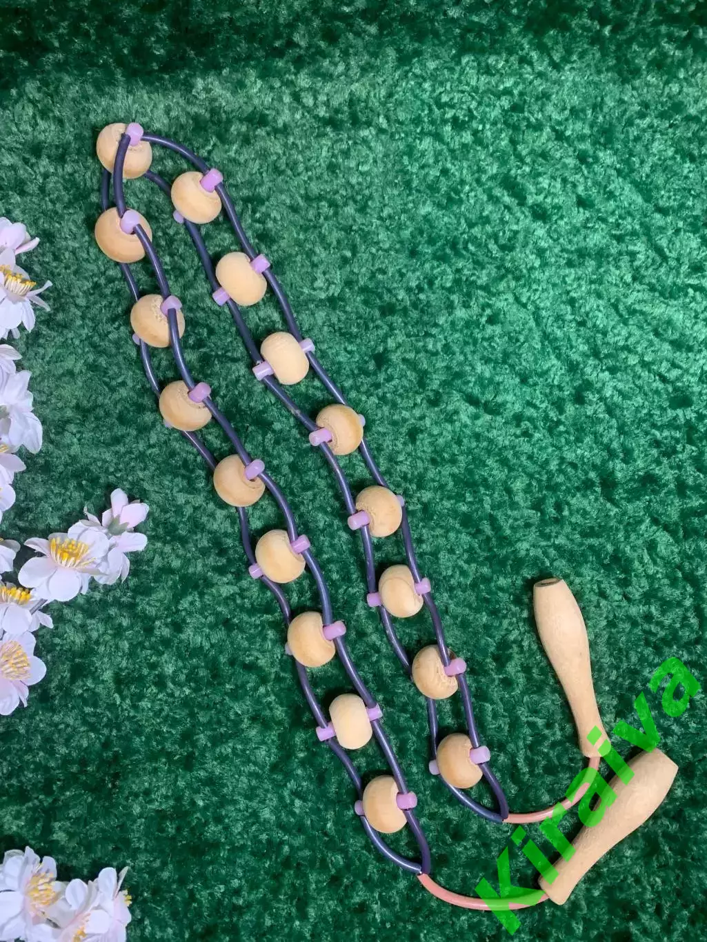 Массажёр деревянный ленточно-роликовый для спины, ног и тела, 120 см, Н7936