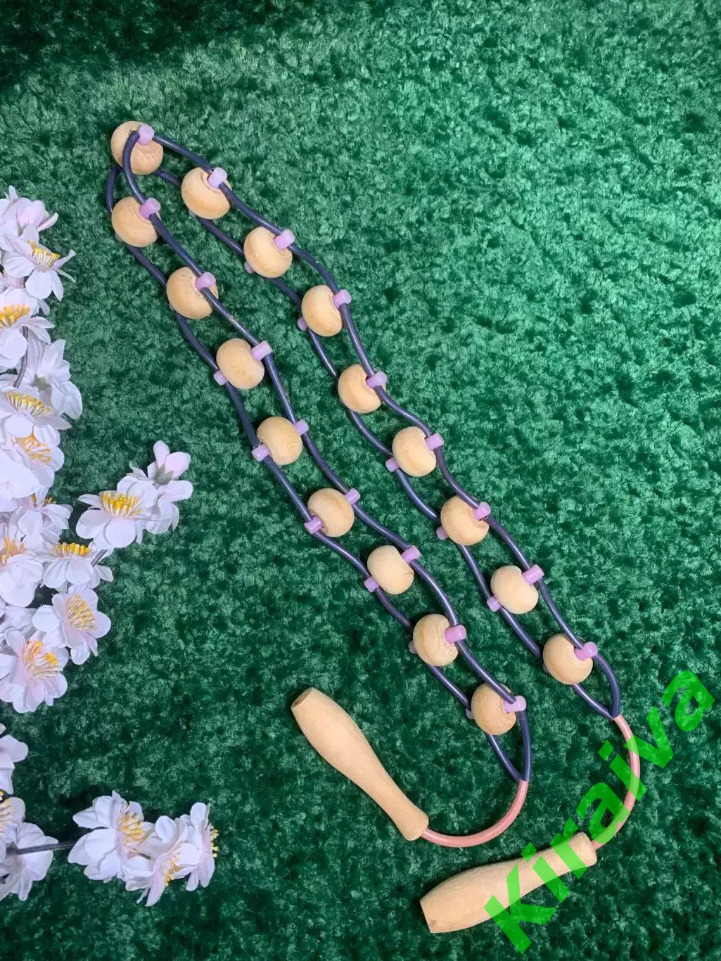 Массажёр деревянный ленточно-роликовый для спины, ног и тела, 120 см, Н7936 4