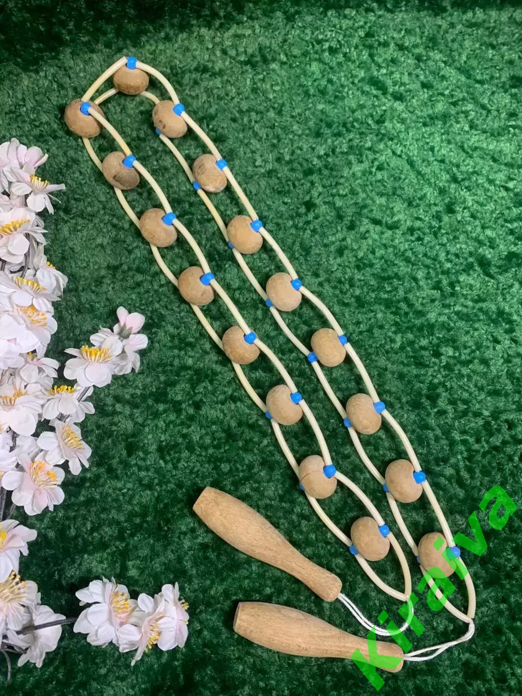 Массажёр деревянный ленточно-роликовый для спины, ног и тела, 138 см, Н7939