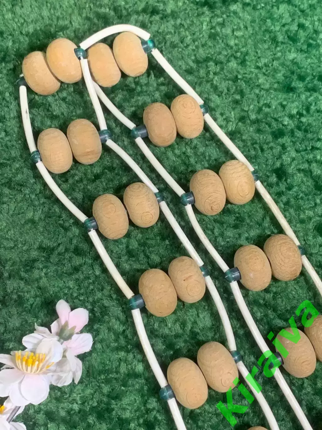 Массажёр двухрядный деревянный ленточно-роликовый для спины, ног и тела, Н8031 1