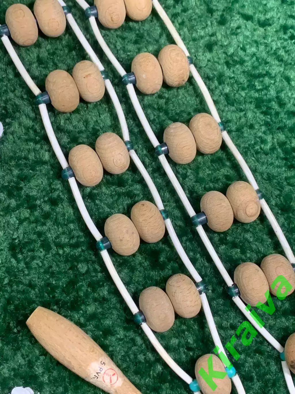 Массажёр двухрядный деревянный ленточно-роликовый для спины, ног и тела, Н8031 2