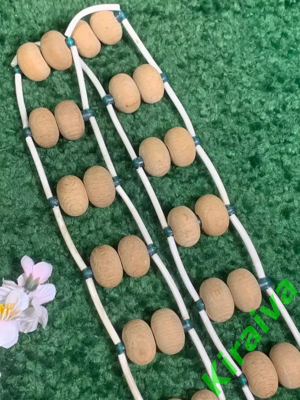 Массажёр двухрядный деревянный ленточно-роликовый для спины, ног и тела, Н8031 5