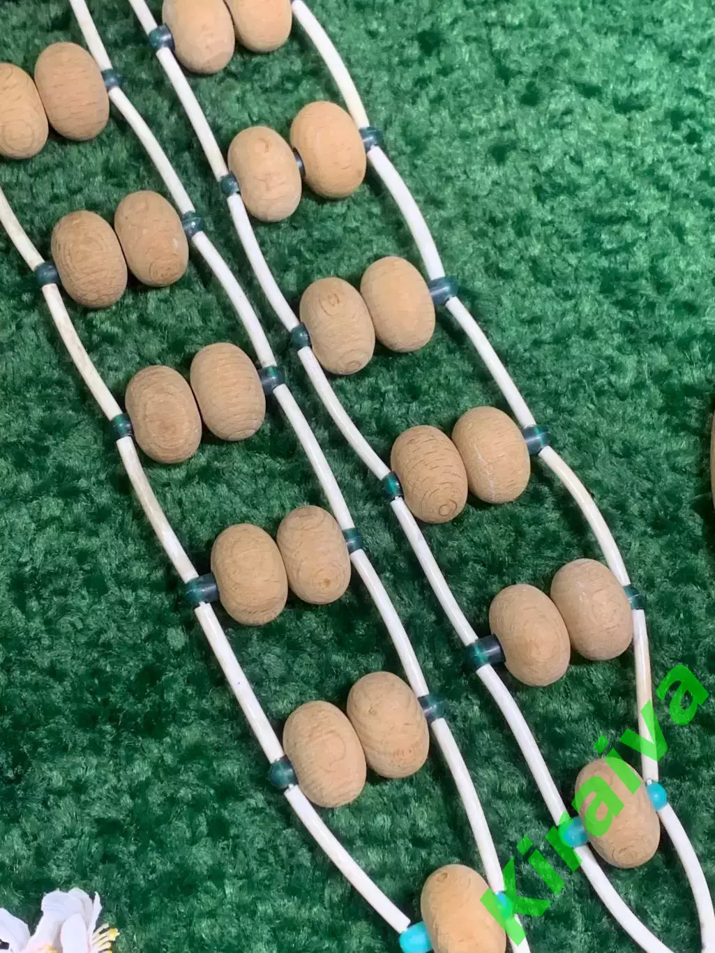 Массажёр двухрядный деревянный ленточно-роликовый для спины, ног и тела, Н8031 6