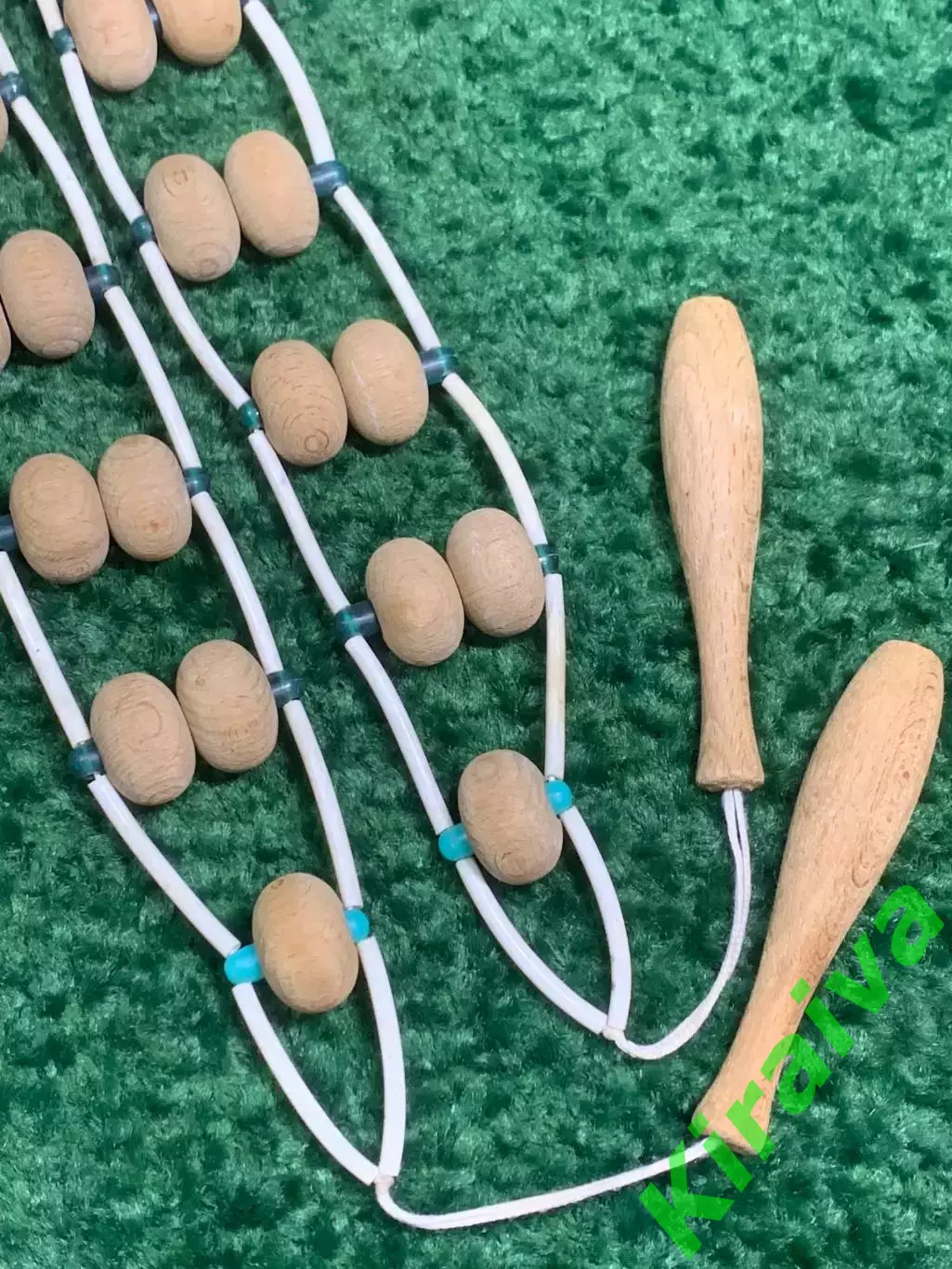 Массажёр двухрядный деревянный ленточно-роликовый для спины, ног и тела, Н8031 7