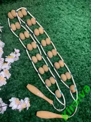 Массажёр двухрядный деревянный ленточно-роликовый для спины, ног и тела, Н8031