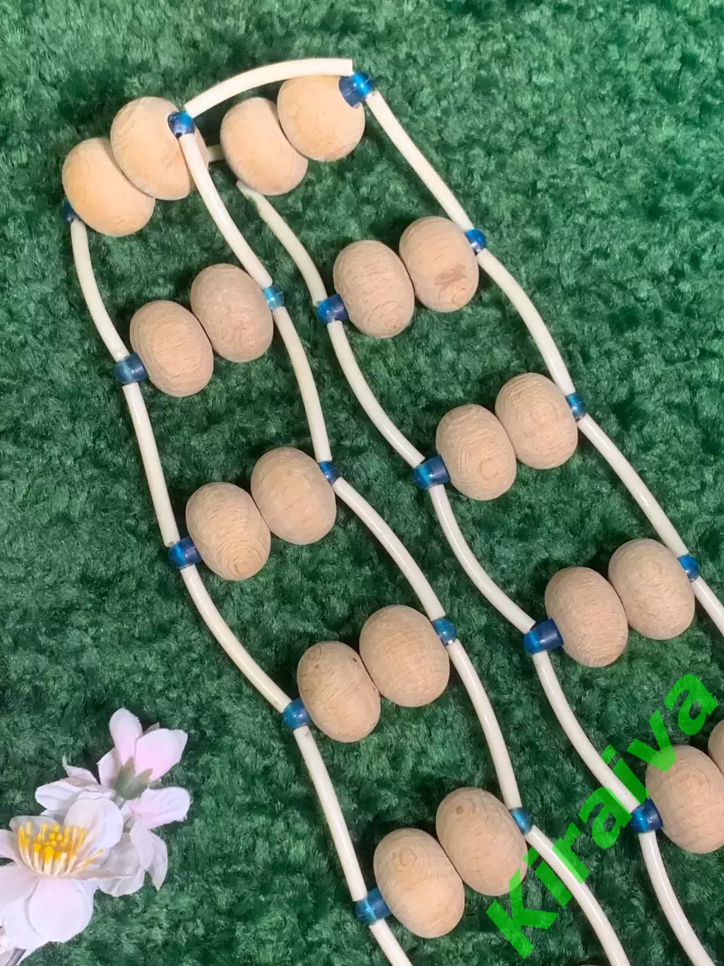 Массажёр двухрядный деревянный ленточно-роликовый для спины, ног и тела, Н8032 1