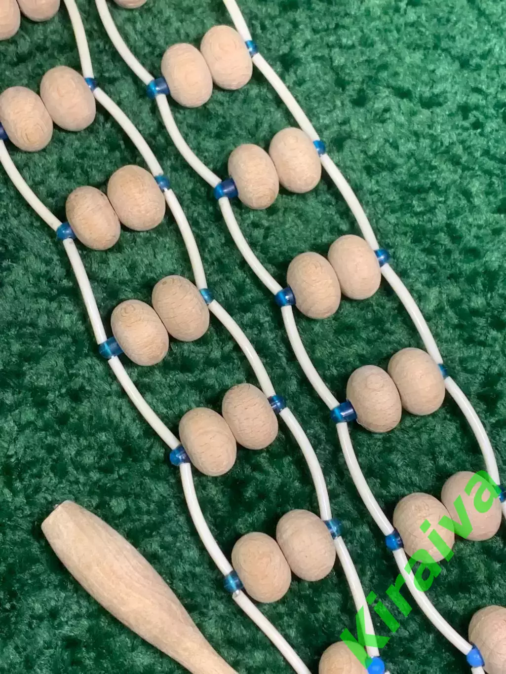 Массажёр двухрядный деревянный ленточно-роликовый для спины, ног и тела, Н8032 2