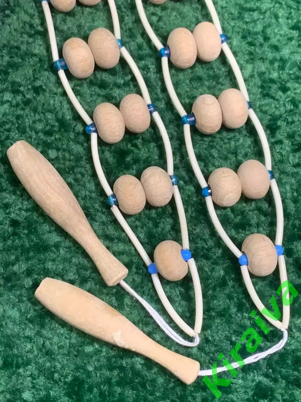 Массажёр двухрядный деревянный ленточно-роликовый для спины, ног и тела, Н8032 3