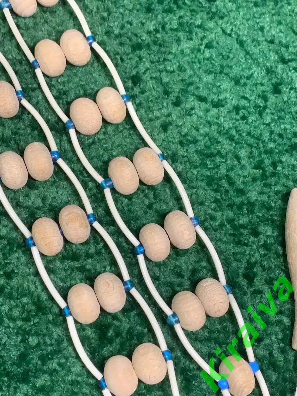 Массажёр двухрядный деревянный ленточно-роликовый для спины, ног и тела, Н8032 6