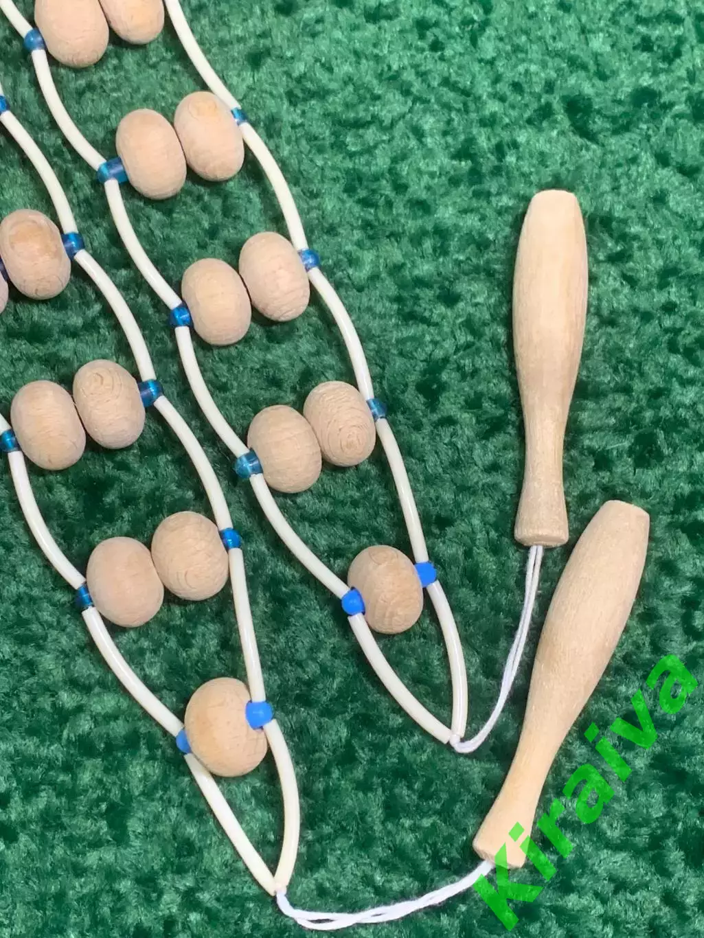 Массажёр двухрядный деревянный ленточно-роликовый для спины, ног и тела, Н8032 7