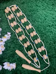 Массажёр двухрядный деревянный ленточно-роликовый для спины, ног и тела, Н8032