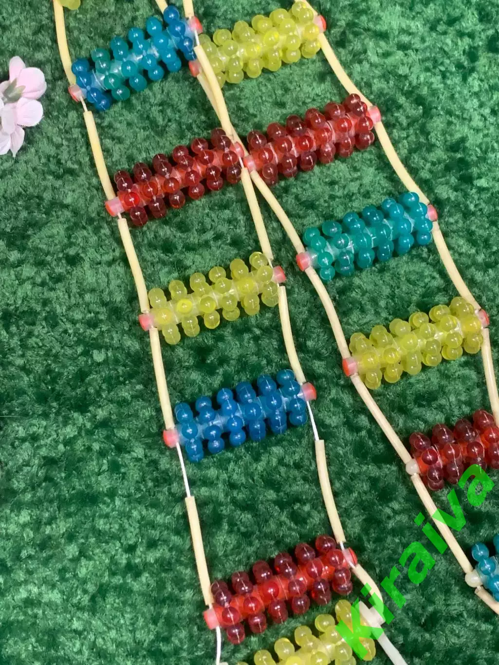 Массажер пластиковый ребристые шарики ленточно-роликовый для спины тела Н8539 2