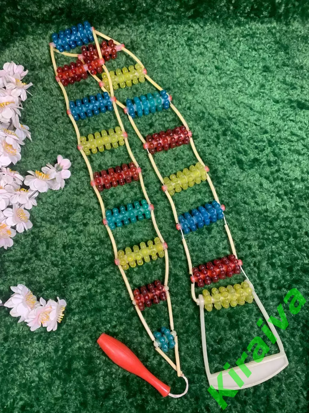 Массажер пластиковый ребристые шарики ленточно-роликовый для спины тела Н8539 4