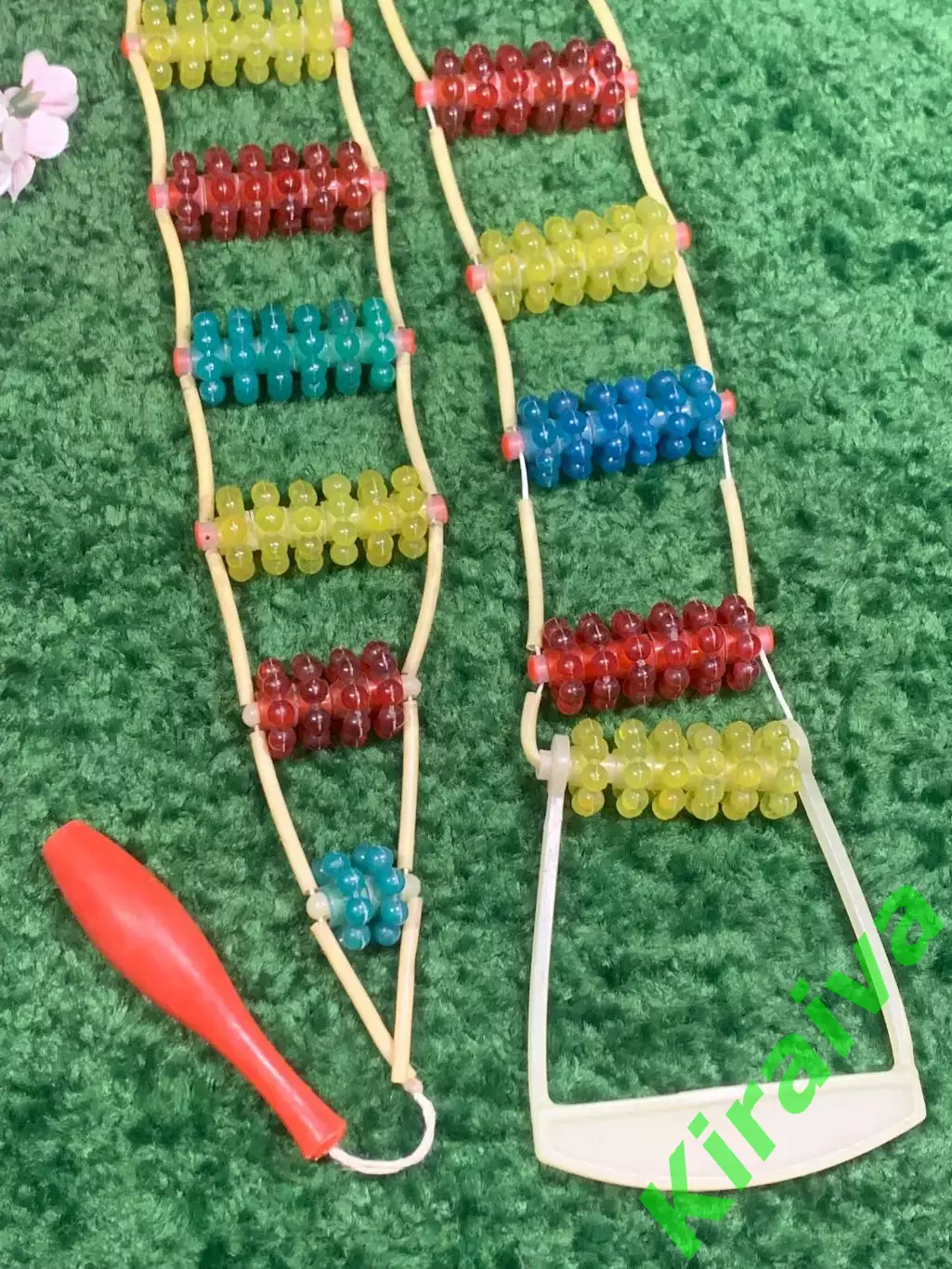 Массажер пластиковый ребристые шарики ленточно-роликовый для спины тела Н8539 7