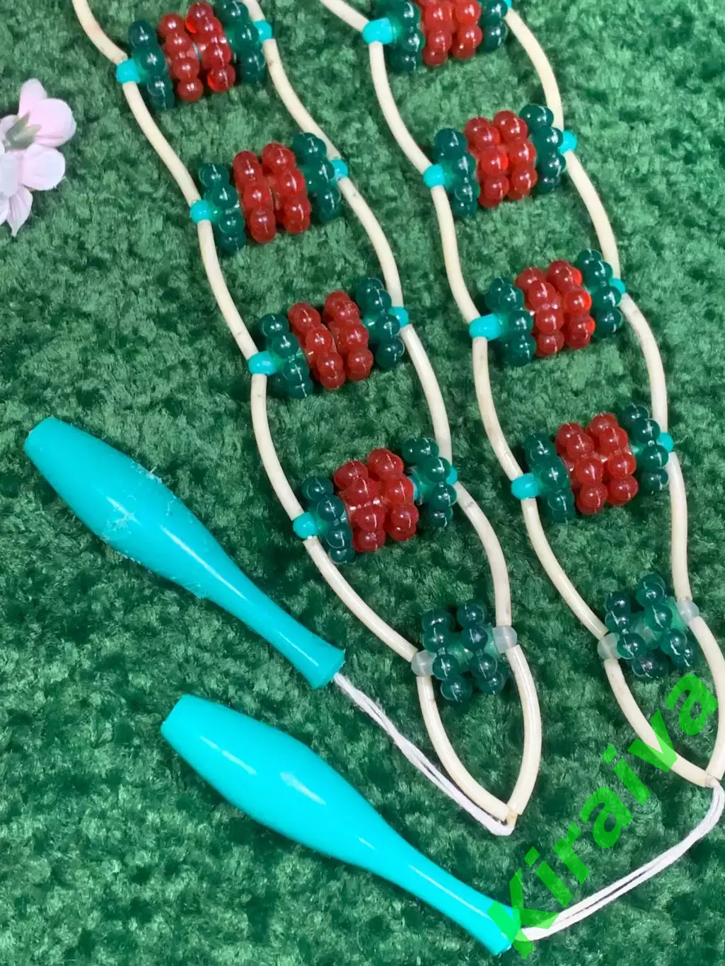 Массажер пластиковый ребристые шарики ленточно-роликовый дл спины ног тела Н8563 3