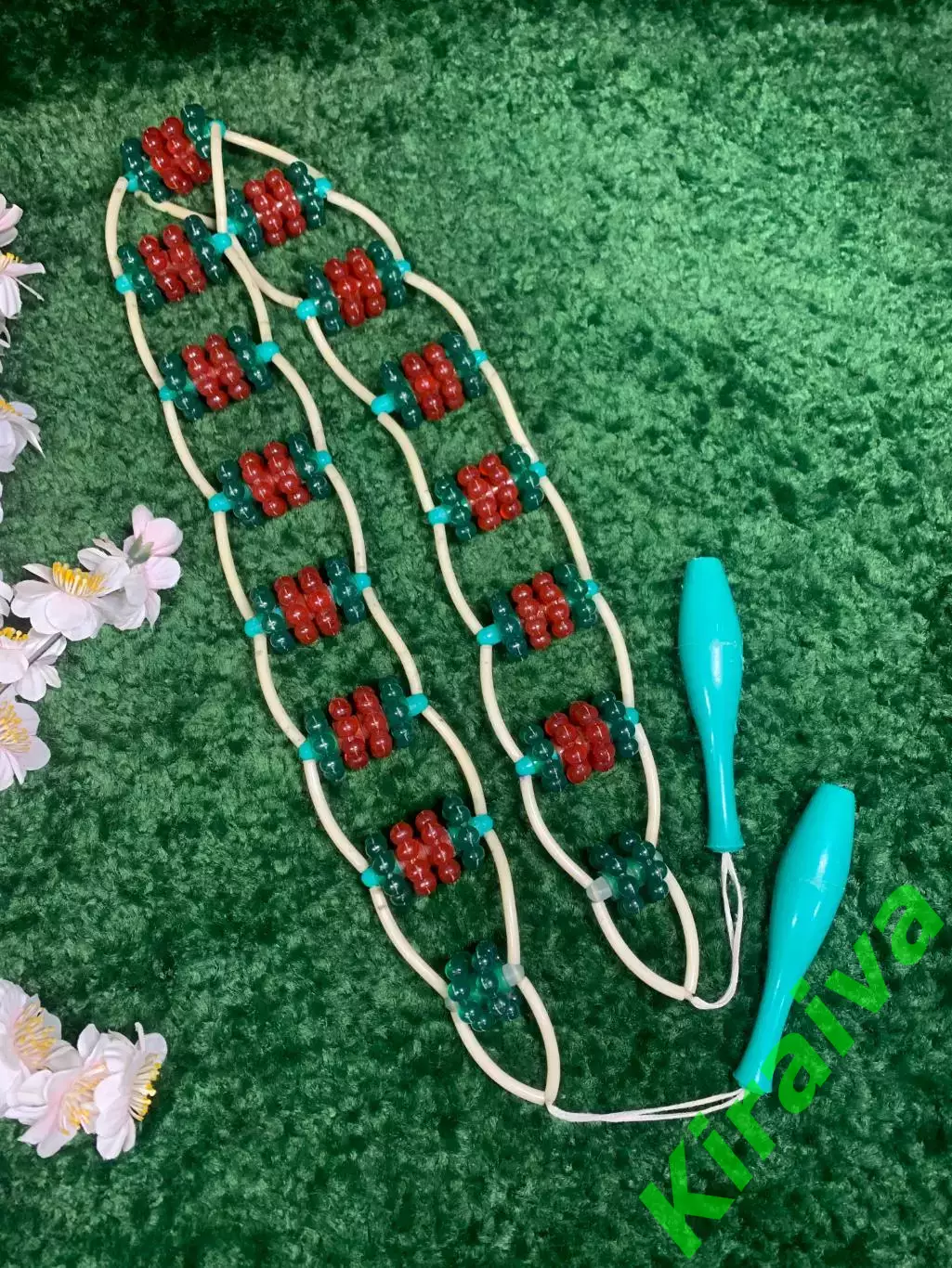 Массажер пластиковый ребристые шарики ленточно-роликовый дл спины ног тела Н8563 4