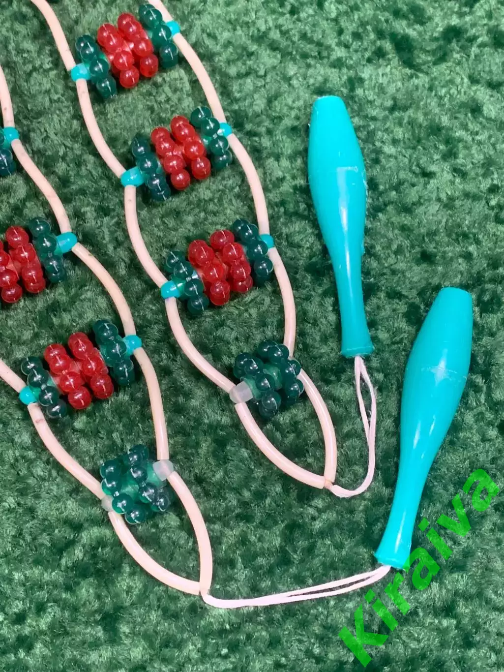 Массажер пластиковый ребристые шарики ленточно-роликовый дл спины ног тела Н8563 7