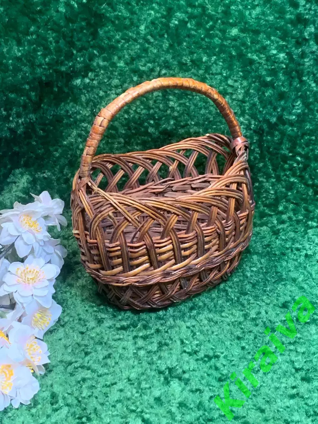 Плетеная корзинка овальная из лозы маленькая детская 10х17х19 см Н2288