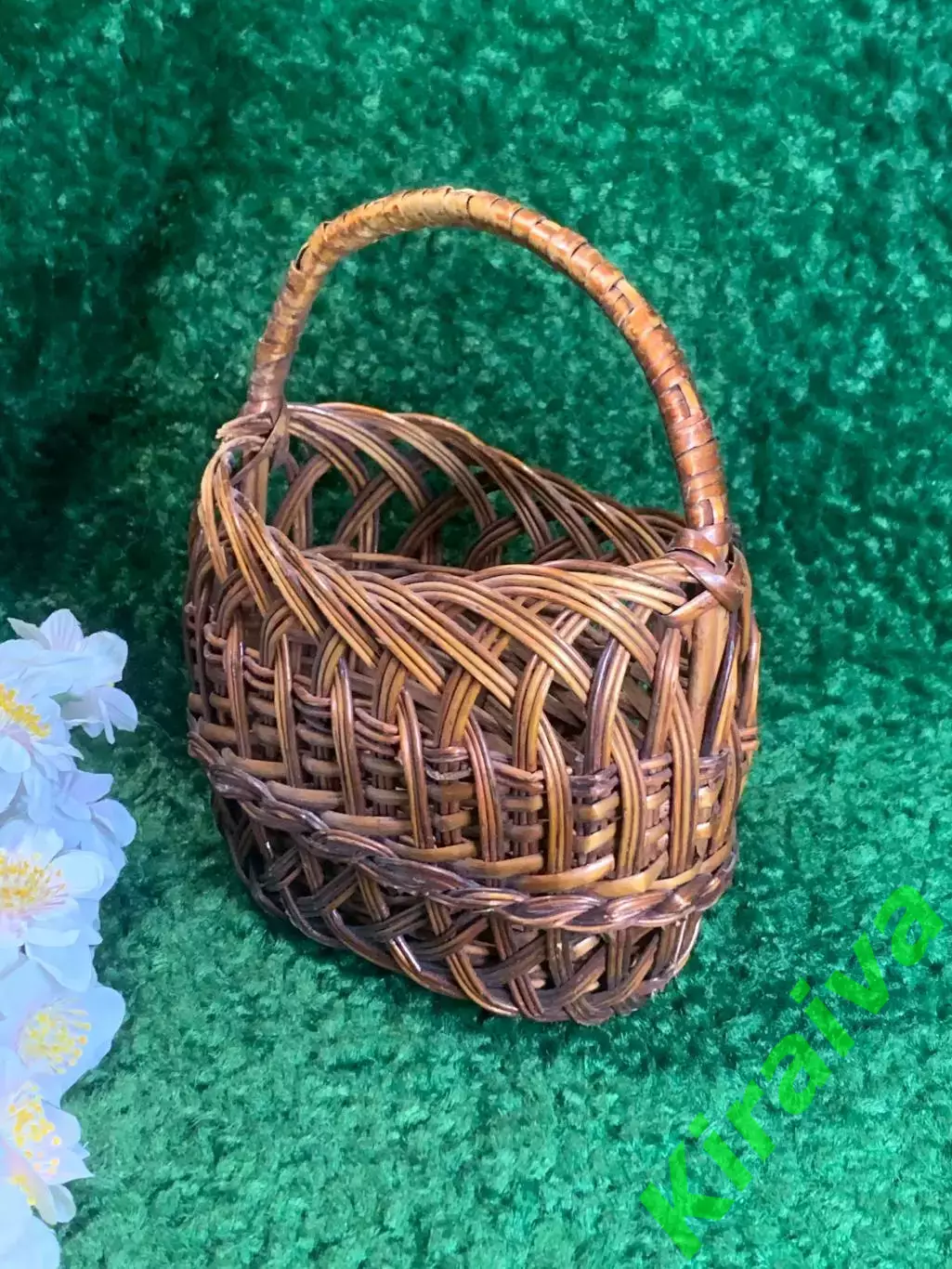 Плетеная корзинка овальная из лозы маленькая детская 10х17х19 см Н2288 1