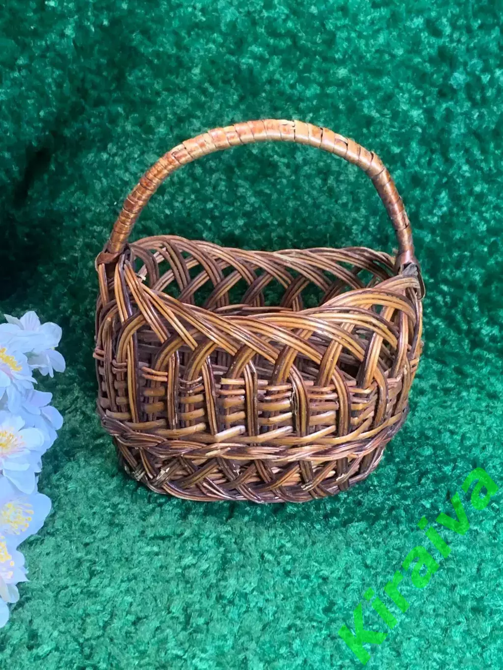 Плетеная корзинка овальная из лозы маленькая детская 10х17х19 см Н2288 2