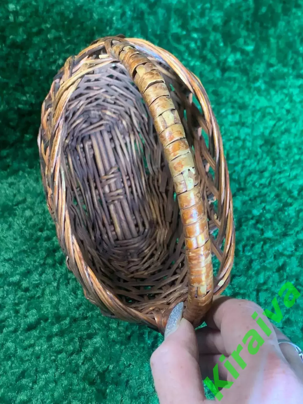 Плетеная корзинка овальная из лозы маленькая детская 10х17х19 см Н2288 3