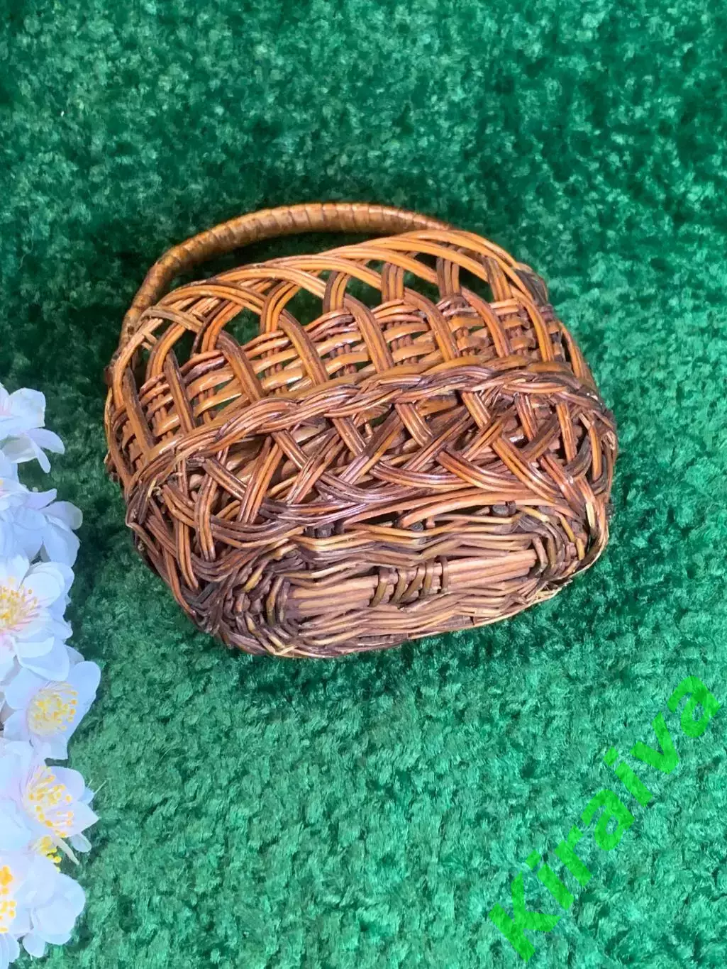 Плетеная корзинка овальная из лозы маленькая детская 10х17х19 см Н2288 4