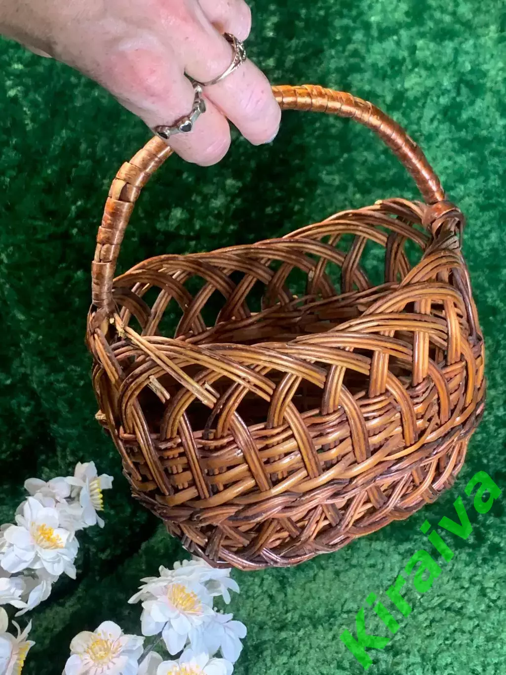 Плетеная корзинка овальная из лозы маленькая детская 10х17х19 см Н2288 5