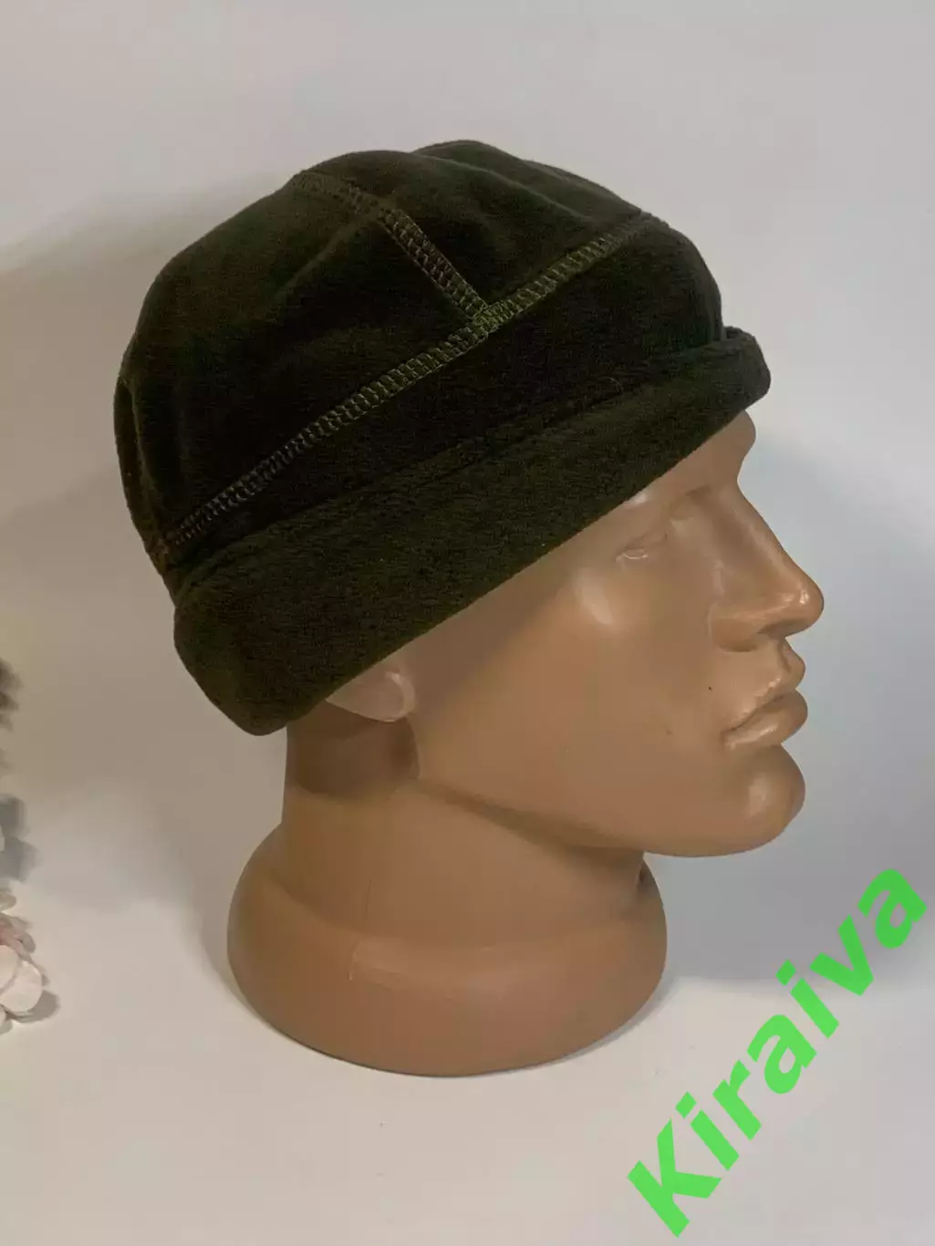 Шапка мужская флисовая подшлемник зеленая хаки Н2289 7