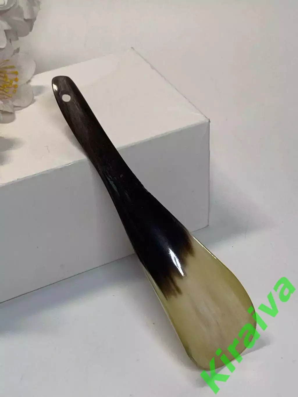 Рожок, ложка для обуви роговая СССР 14,8 см натуральный рог винтаж Н2292