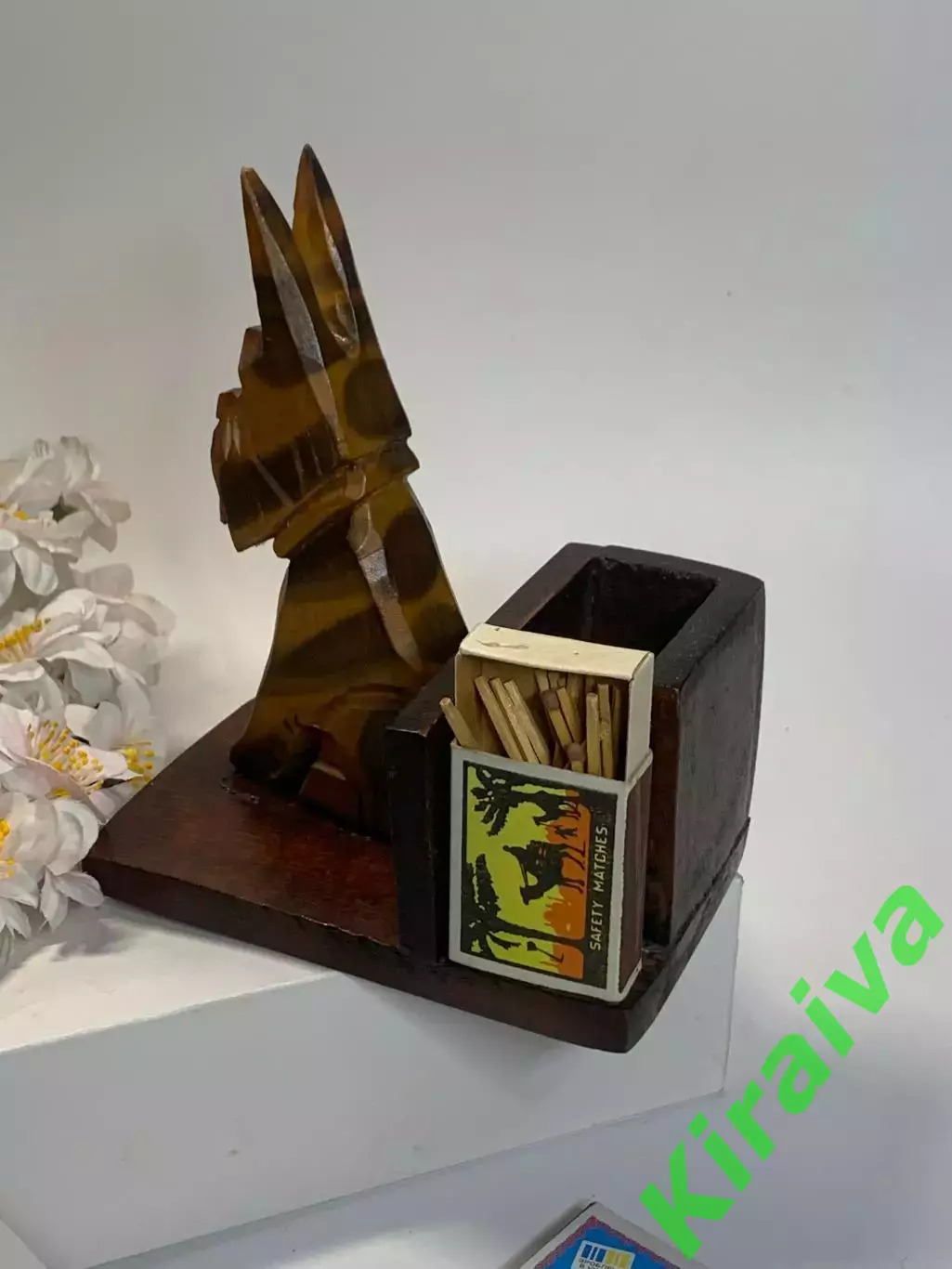 80-е Подставка деревянная собака ретро ручная работа сувенир Н2293