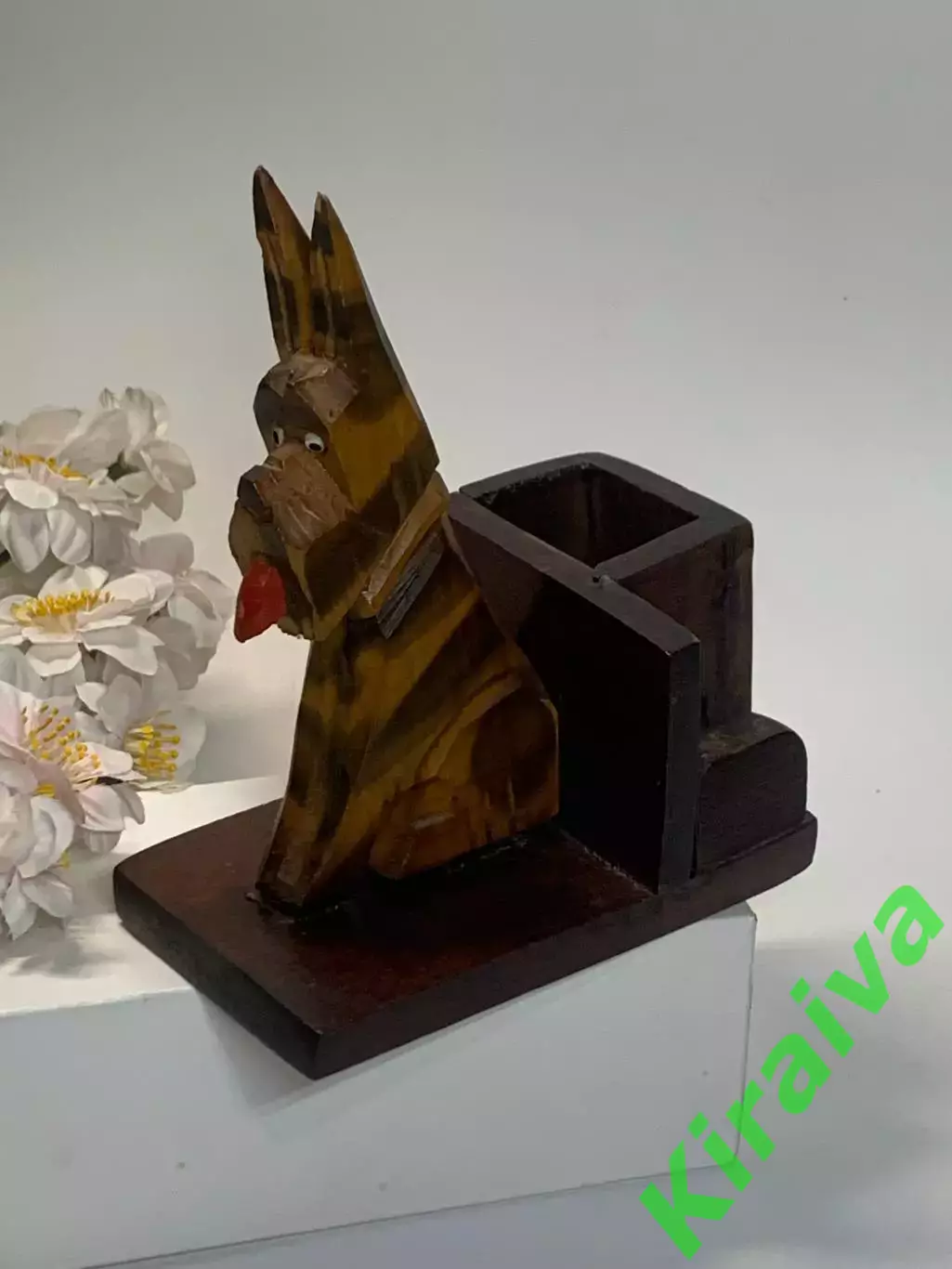 80-е Подставка деревянная собака ретро ручная работа сувенир Н2293 2