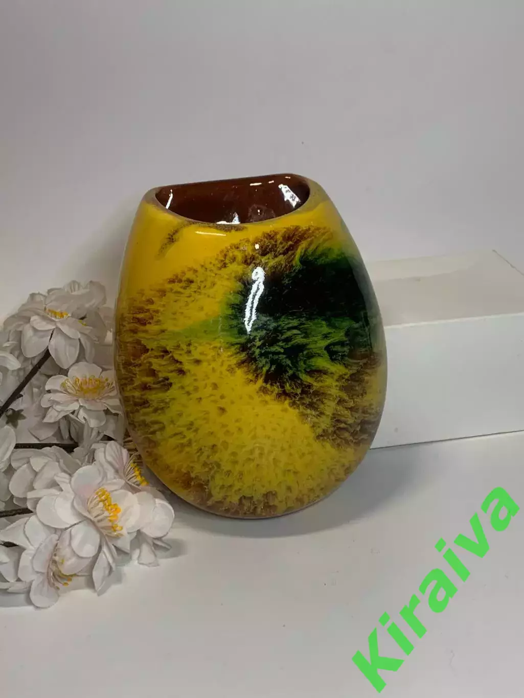 Кашпо настенное керамическое обливное майолика винтаж Н2295 1