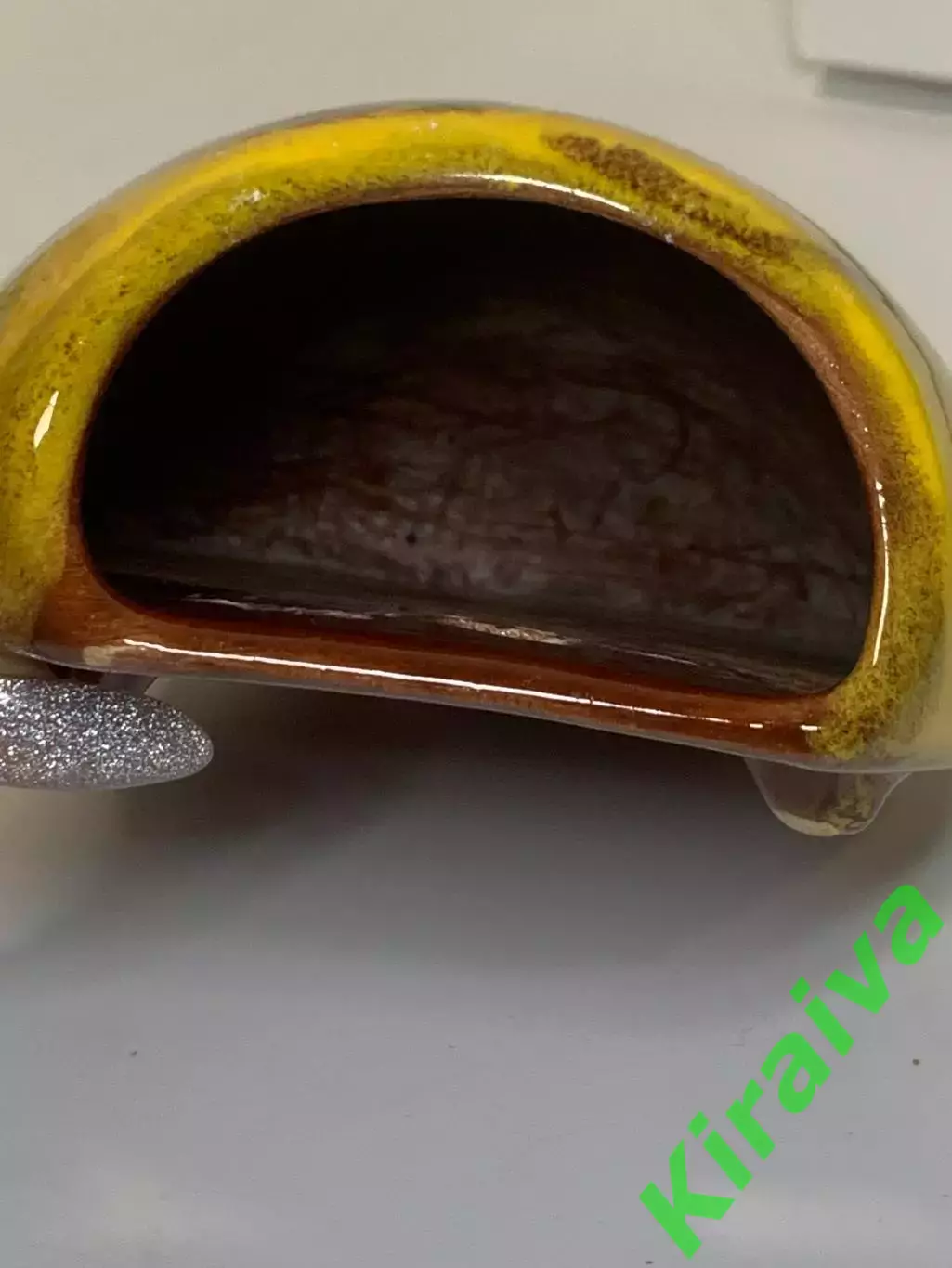 Кашпо настенное керамическое обливное майолика винтаж Н2295 6