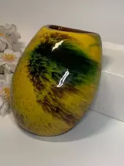 Кашпо настенное керамическое обливное майолика винтаж Н2295