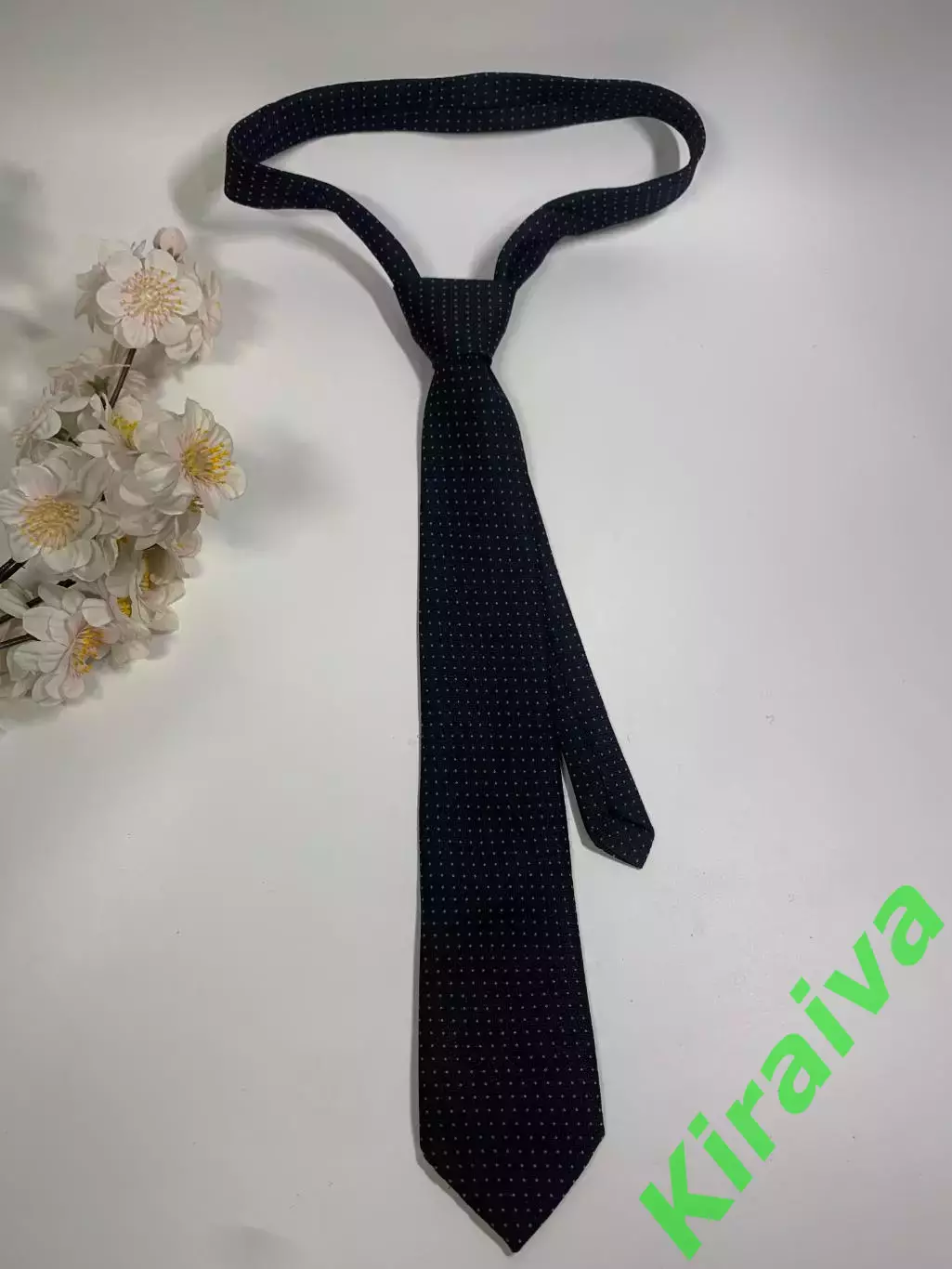 Винтажный галстук «Киев», синий в белый мелкий горошек, 7,5?150 см Н2311 1