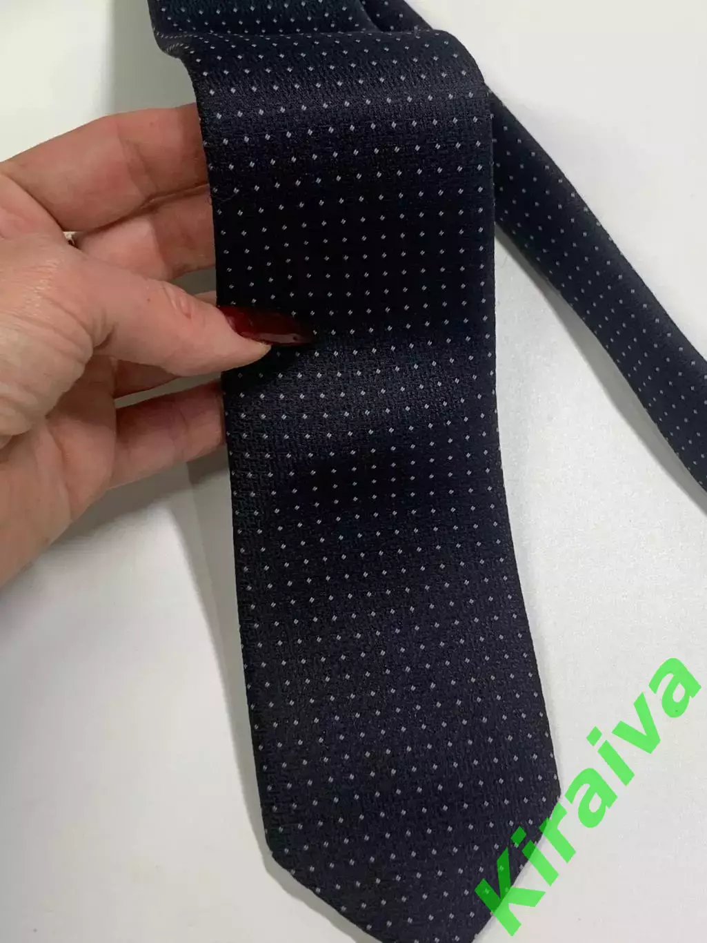 Винтажный галстук «Киев», синий в белый мелкий горошек, 7,5?150 см Н2311 5