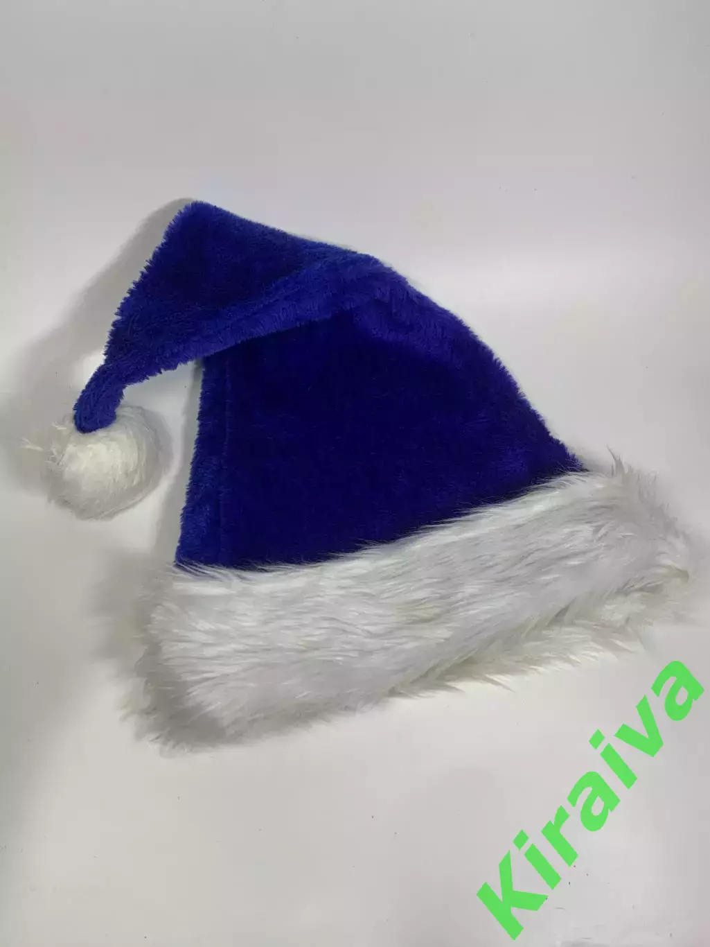 Новогодняя шапка Санта Клауса синяя с белым мехом Н2347 1