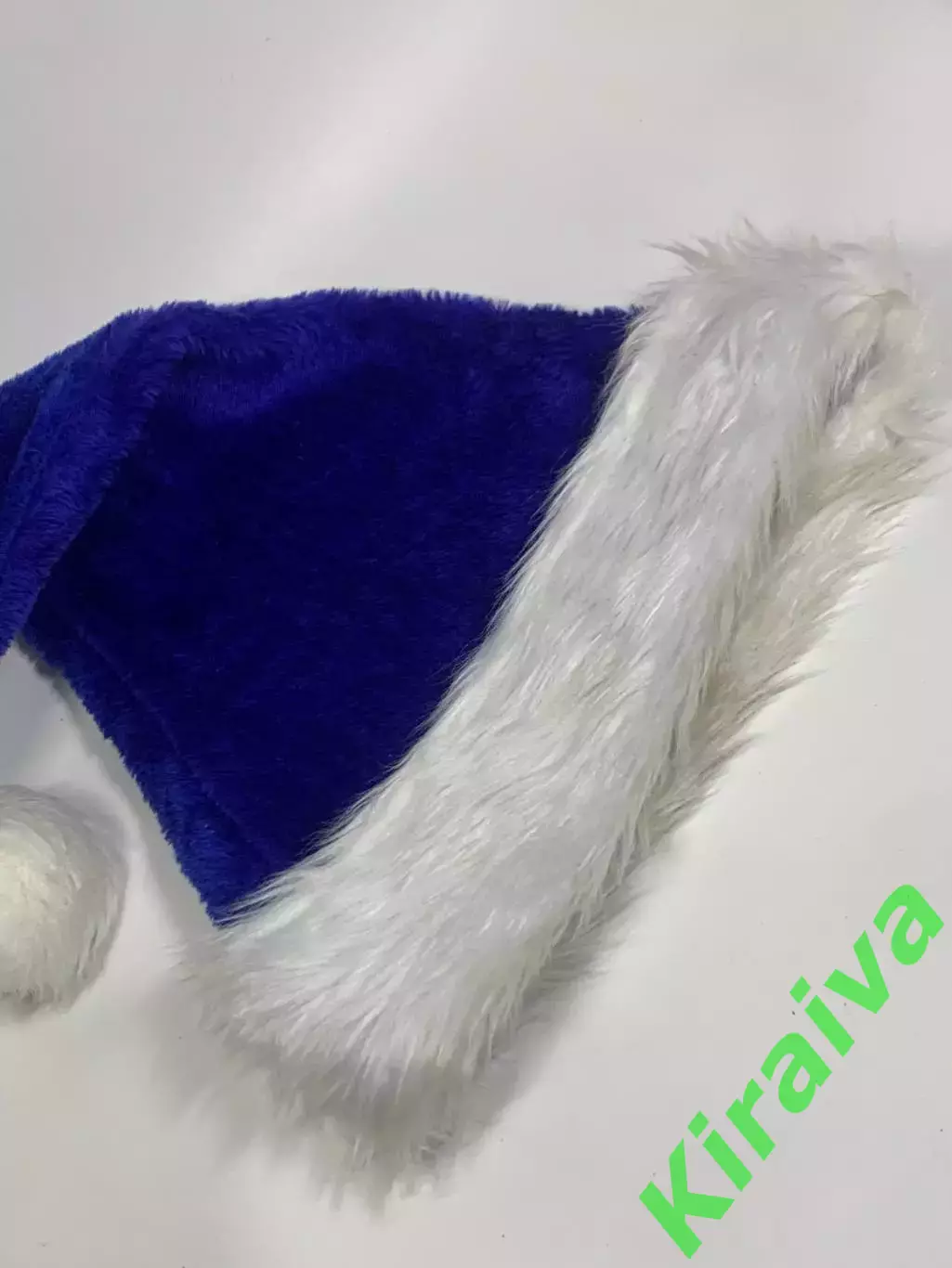 Новогодняя шапка Санта Клауса синяя с белым мехом Н2347 3