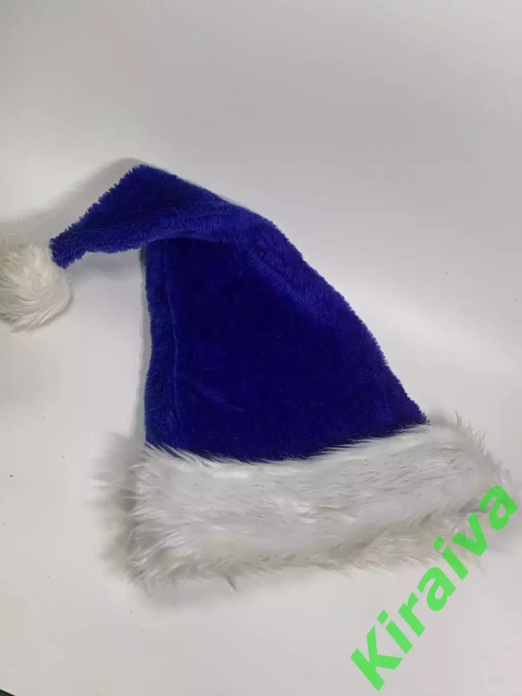 Новогодняя шапка Санта Клауса синяя с белым мехом Н2347 4