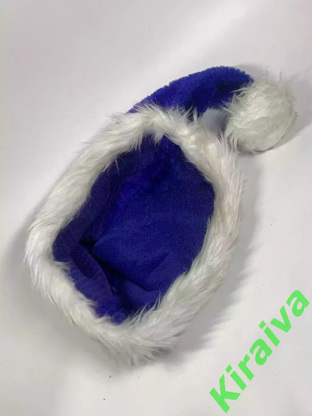 Новогодняя шапка Санта Клауса синяя с белым мехом Н2347 6