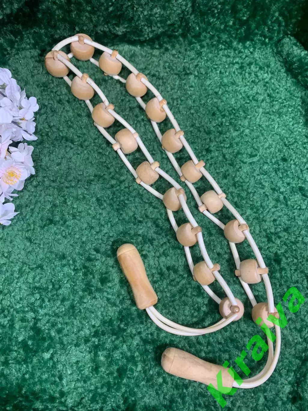 Массажёр деревянный ленточно-роликовый для спины, ног и тела, 133 см, Н7940